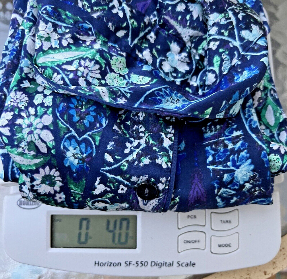 Victoria's Secret - Blue Green White Satin Button Up Sleep Pajama Shirt M - Picture 14 of 14